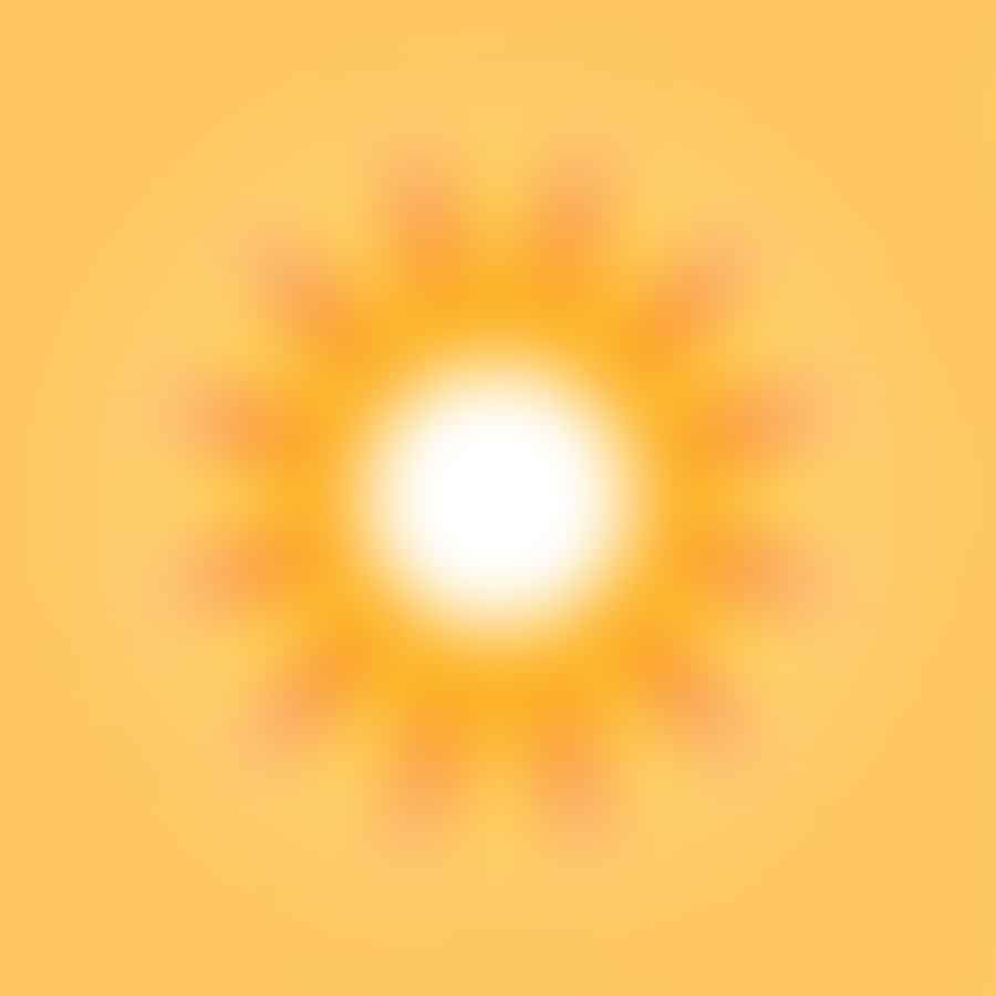 Sun design with orange rays and yellow core