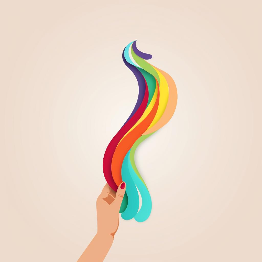 Hand holding a colored quilling strip