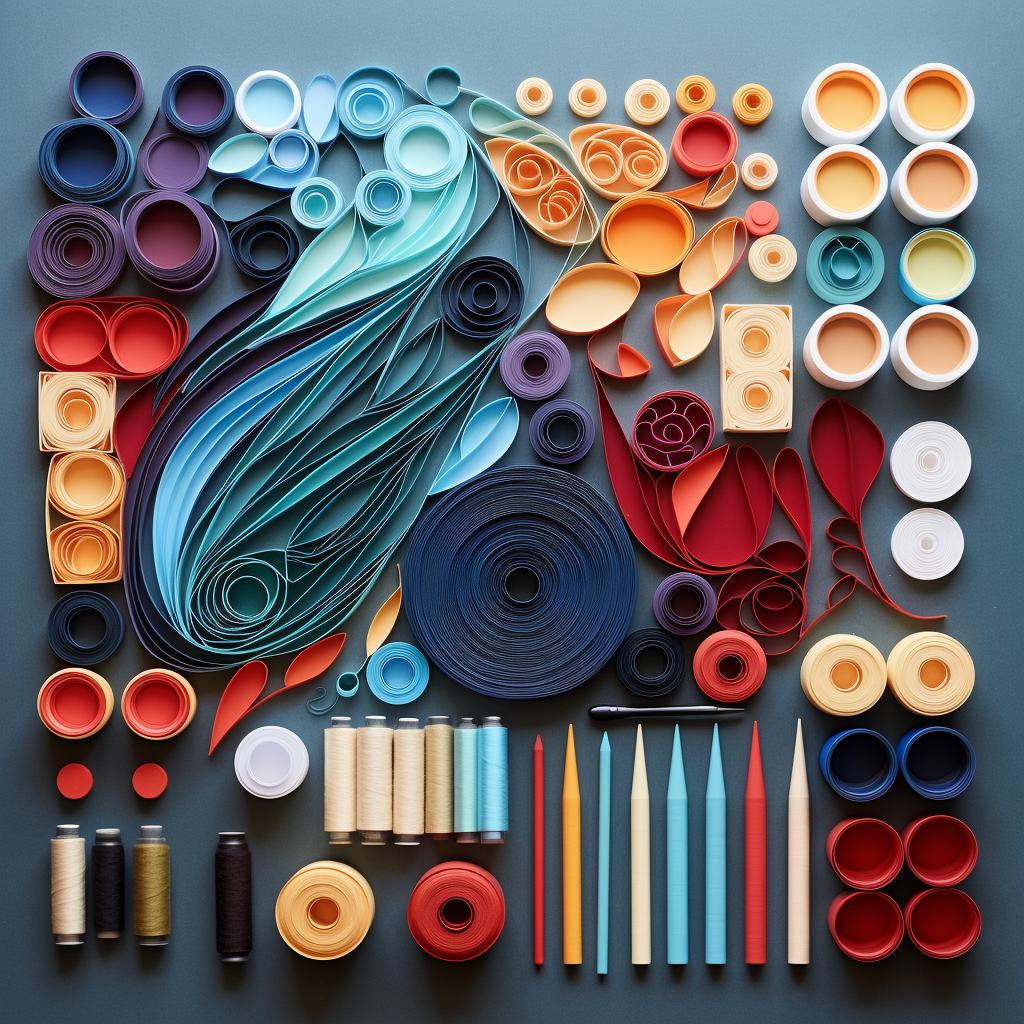 Quilling supplies arranged neatly on a table