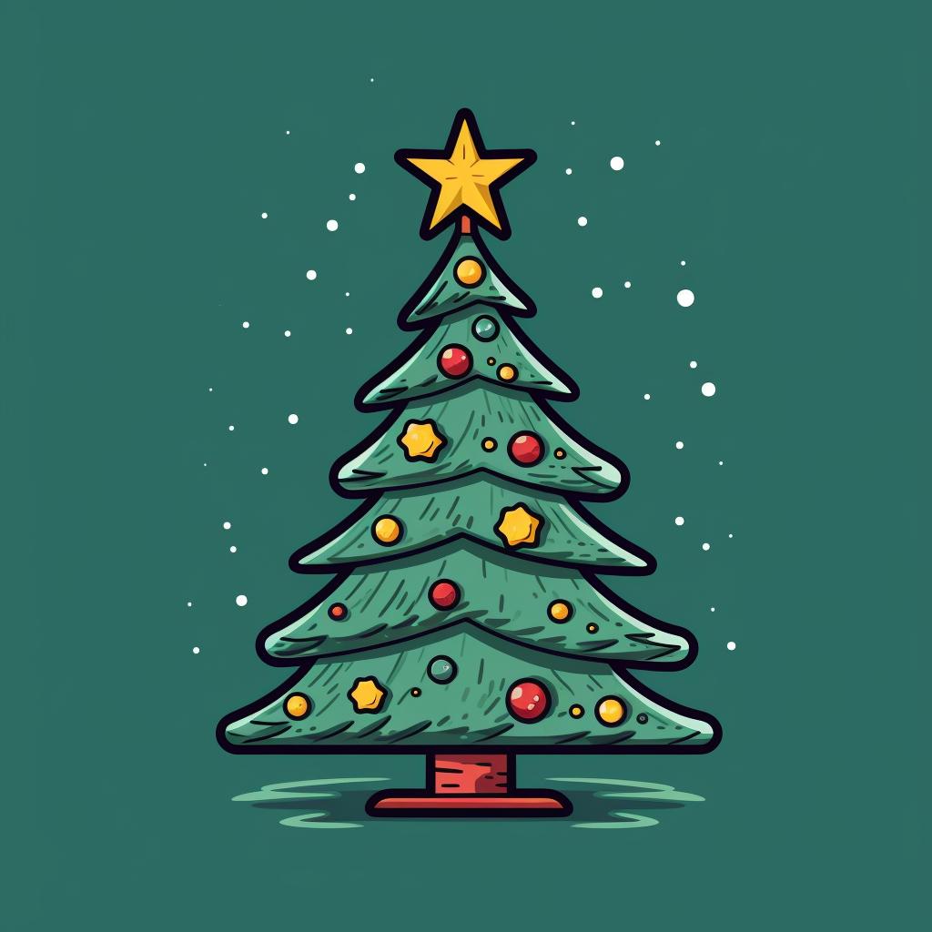 A sketch of a Christmas tree design with selected colors