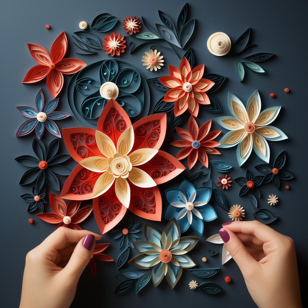 Hand applying glue to quilled shapes on an ornament